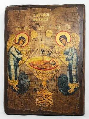 Агнец Божий, икона под старину, сургуч (17 Х 23)