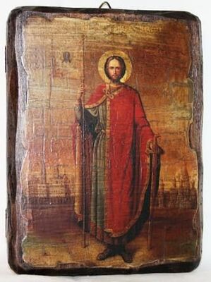 Александр Невский, икона под старину, сургуч (17 Х 23)