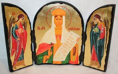 Александра Св.Мч., с Архангелами, традиционный Афонский складень 35 Х 24 см.