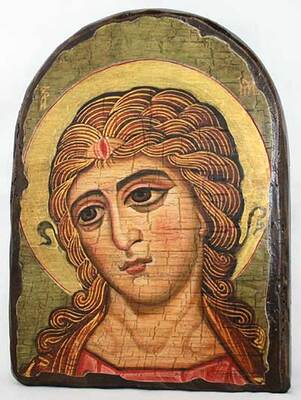 Ангел златовласый, икона под старину, сургуч, АРКА (17 Х 24)