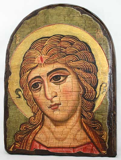 Ангел златовласый, икона под старину, сургуч, АРКА (17 Х 24)