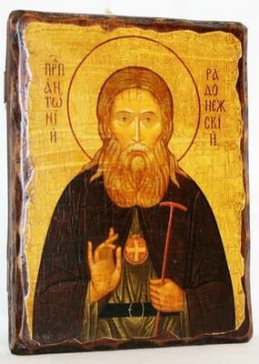 Антоний Радонежский, икона под старину, сургуч (17 Х 23)