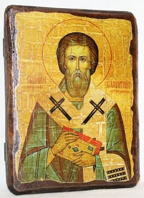 Валентин, Епископ Интерамский, икона под старину, сургуч (13 Х 17)
