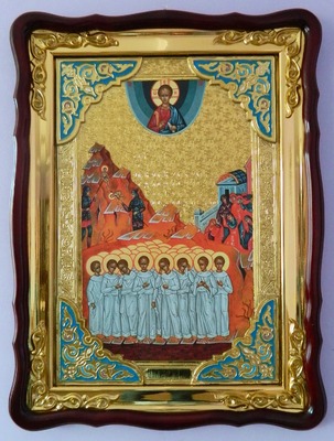 Вифлеемские младенцы, в фигурном киоте, с багетом. Храмовая икона (60 Х 80)