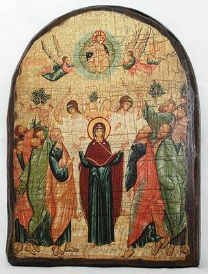 Вознесение Господне, икона под старину, сургуч, АРКА (17 Х 24)