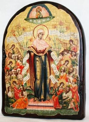 Всех скорбящих радость Б.М., икона под старину, сургуч, АРКА (17 Х 24)