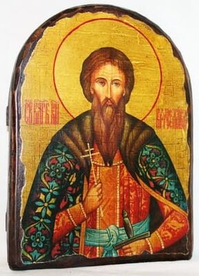 Вячеслав Чешский, икона под старину, сургуч, АРКА (17 Х 24)