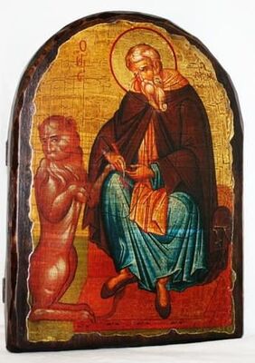 Герасим Иорданский, икона под старину, сургуч, АРКА (17 Х 24)