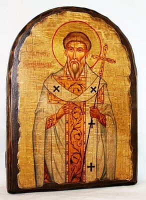 Григорий Двоеслов, Святитель, Папа Римский, икона под старину, сургуч, АРКА (17 Х 24)