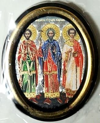 Гурий,Самон,Авив. Икона настольная малая, зол. кант, овал. (50 Х 65)