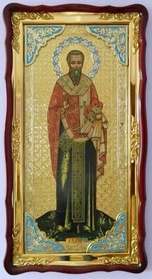 Евгений, Св.муч. (рост), в фигурном киоте, с багетом. Большая Храмовая икона (61 х 112)