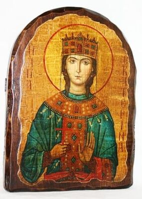 Екатерина Александрийская, Св.ВлМч.(пояс), икона под старину, сургуч, АРКА (17 Х 24)