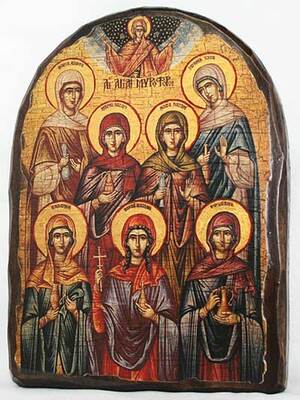 Жены-мироносицы, икона под старину, сургуч, АРКА (17 Х 24)