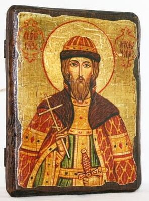 Игорь Черниговский, Св.Вел.Князь, икона под старину, сургуч (17 Х 23)