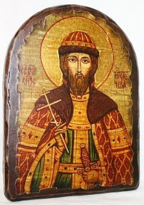 Игорь Черниговский, Св.Вел.Князь, икона под старину, сургуч, АРКА (17 Х 24)