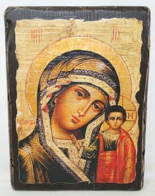 Казанская Б.М., икона под старину, сургуч (17 Х 23)