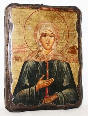 Ксения Петербургская, икона под старину, сургуч (17 Х 23)