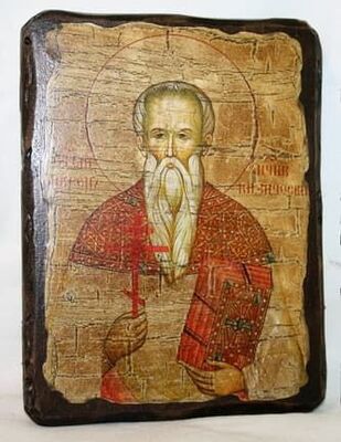 Мирон Кизический, икона под старину, сургуч (17 Х 23)