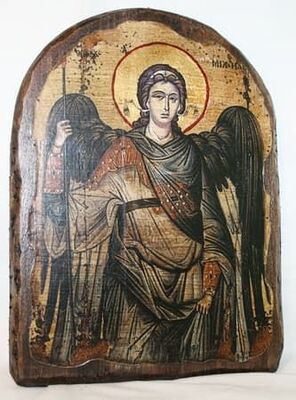 Архистратиг Михаил, икона под старину, сургуч, АРКА (17 Х 24)