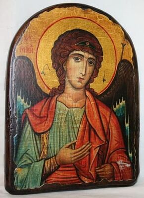 Архангел Михаил (пояс), икона под старину, сургуч, АРКА (17 Х 24)
