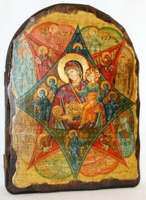 Неопалимая Купина Б.М., икона под старину, сургуч, АРКА (17 Х 24)