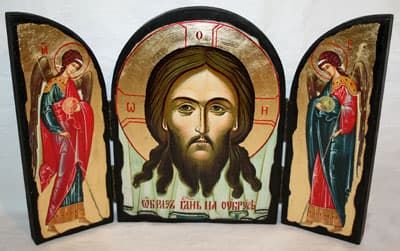 Спас Нерукотворный, с Архангелами, традиционный Афонский складень 35 Х 24 см.