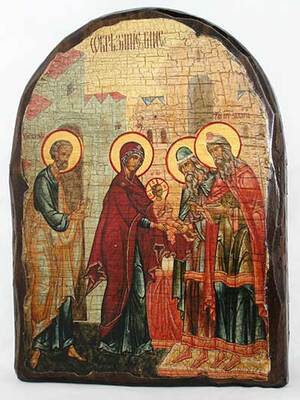 Обрезание Господне, икона под старину, сургуч, АРКА (17 Х 24)