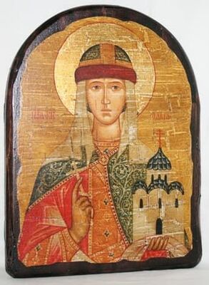 Ольга, Св.Княгиня, икона под старину, сургуч, АРКА (17 Х 24)
