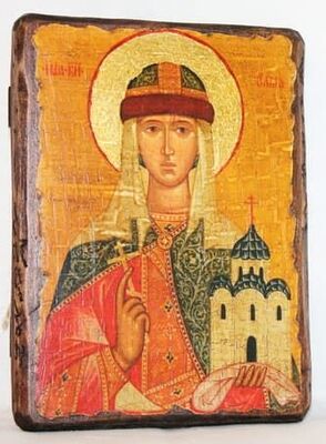 Ольга, Св.Княгиня, икона под старину, сургуч (17 Х 23)