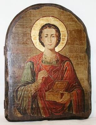 Пантелеймон, икона под старину, сургуч, АРКА (17 Х 24)