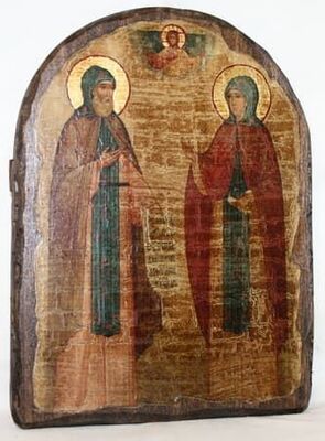 Петр и Феврония, икона под старину, сургуч, АРКА (17 Х 24)