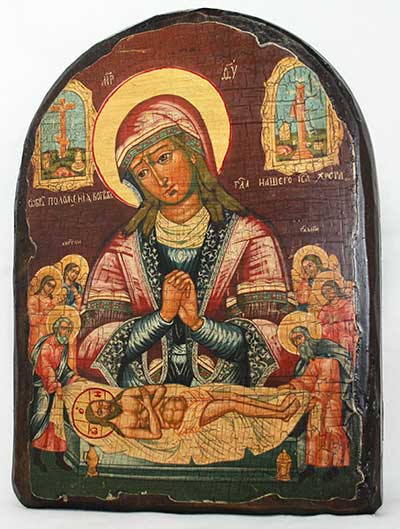 Положение во гроб, икона под старину, сургуч, АРКА (17 Х 24)