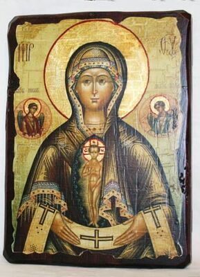 Помощница в родах Б.М., икона под старину, сургуч (13 Х 17)