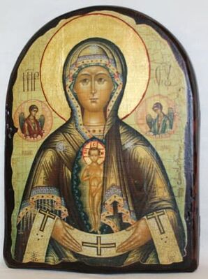 Помощница в родах Б.М., икона под старину, сургуч, АРКА (17 Х 24)