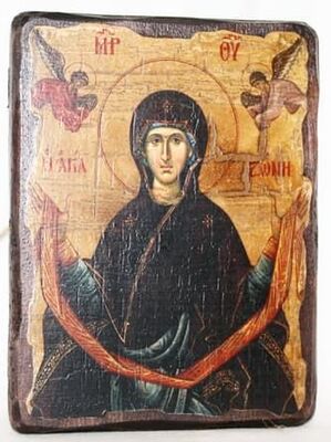 Пояс Пр.Богородицы, икона под старину, сургуч (13 Х 17)