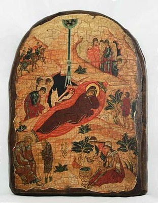 Рождество Христово, икона под старину, сургуч, АРКА (17 Х 24)