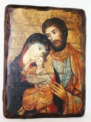 Святое семейство, икона под старину, сургуч (13 Х 17)