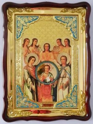 Собор Арх. Михаила, в фигурном киоте, с багетом. Храмовая икона (82 Х 114)