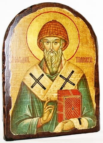 Спиридон Тримифунтский (пояс), икона под старину, сургуч, АРКА (17 Х 24)