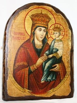 Споручница грешных Б.М., икона под старину, сургуч, АРКА (17 Х 24)