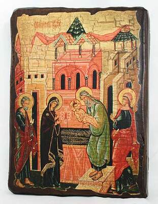 Сретение Господне, икона под старину, сургуч (17 Х 23)