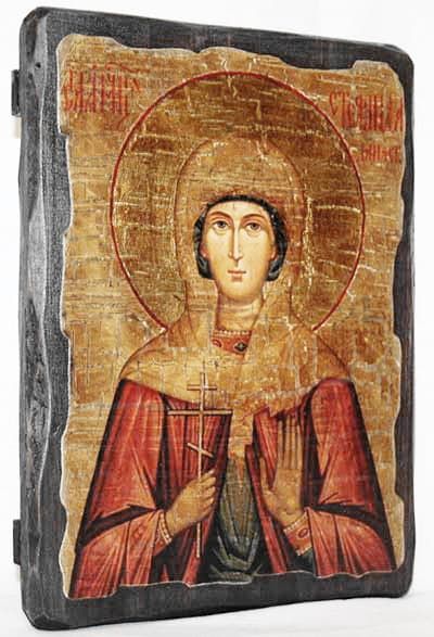 Стефанида Дамасская, Св.Муч, икона под старину, сургуч (17 Х 23)