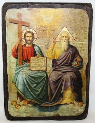 Троица Новозаветная, икона под старину, сургуч (17 Х 23)