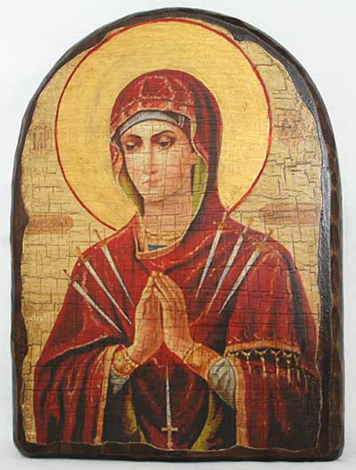 Умягчение злых сердец Б.М., икона под старину, сургуч, АРКА (17 Х 24)