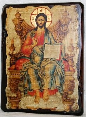 Вседержитель на троне, икона под старину, сургуч (13 Х 17)