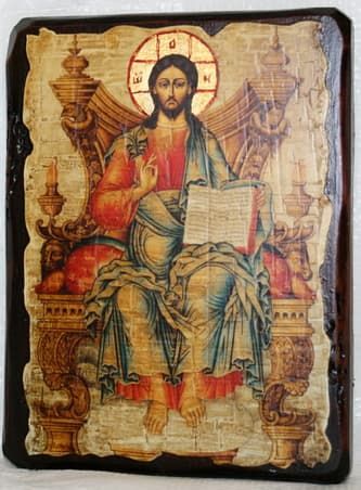Вседержитель на троне, икона под старину, сургуч (13 Х 17)