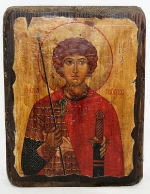 Георгий Победоносец (пояс), икона под старину, сургуч (13 Х 17)