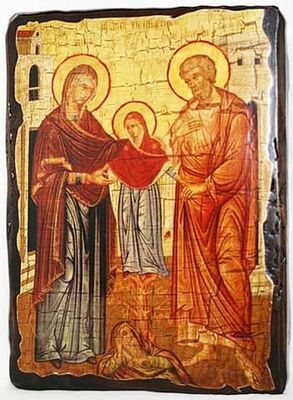 Иоаким и Анна, икона под старину, сургуч (13 Х 17)