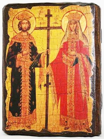 Константин и Елена, икона под старину, сургуч (17 Х 23)