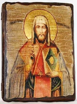 Леонтий, Св.Муч, икона под старину, сургуч (17 Х 23)